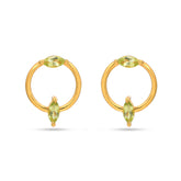 Circle Peridot Stud Earrings in 925 Silver