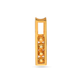 Gold earring with embedded stones on a white background