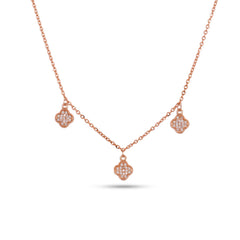 Clover Charm With CZ Necklace In 925 Silver
