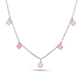 Clover Enamel Charm 925 Silver Necklace
