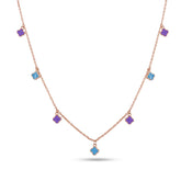Clover Enamel Charms Necklace In 925 Silver