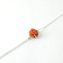 Coral Stone 925 Silver Bracelet