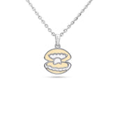 Silver necklace with a unique pendant on a white background