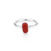 Coral Stone Silver Ring