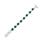 Round Green Onyx 925 Silver Bracelet