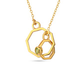 Peridot Double Octagon Pendant Necklace in 925 Silver