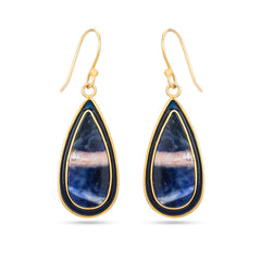 Pear Blue Sodalite Silver Earring