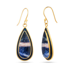 Pear Blue Sodalite Silver Earring