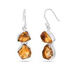 Rough Citrine 925 silver Earrings