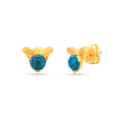 Round Neon Apatite Silver Earrings