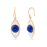 Blue Lapis 925 Silver Earring With White Enamel
