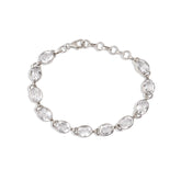 Oval White Crystal Quartz 925 Silver Bracelet