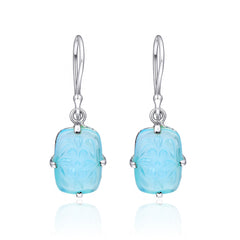 Sky Blue Carved Set in 925 Silver