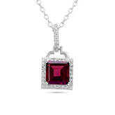 Halo Garnet Necklace in 925 Silver