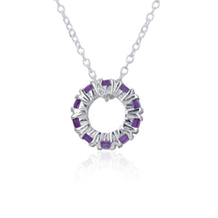 Minimal Circle Amethyst Necklace in 925 Silver