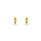 Pair of silver earrings with rose gold accents on a white background