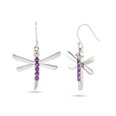 Round Amethyst Silver Earrings