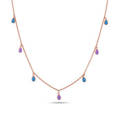Drop Enamel Charm Necklace In 925 Silver