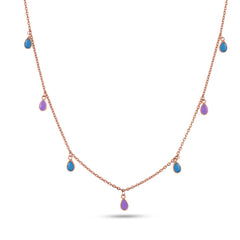 Drop Enamel Charm Necklace In 925 Silver