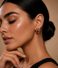 Garnet Stone Silver Earrings