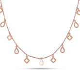 Geometric Charm Rose Gold Necklace In 925 Silver