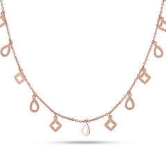 Geometric Charm Rose Gold Necklace In 925 Silver