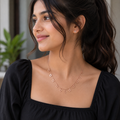 Geometric Charm Rose Gold Necklace In 925 Silver
