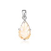 Golden Glow Carved Citrine Pendant & Earrings Set in 925 Silver