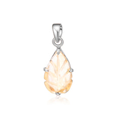 Golden Glow Carved Citrine Pendant & Earrings Set in 925 Silver