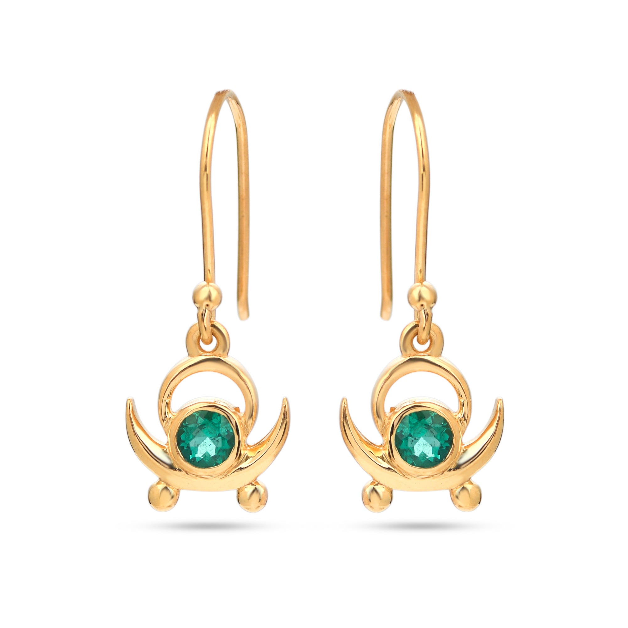 Green Onyx Crescent Dangle Earrings in 925 Silver
