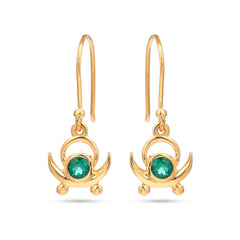 Green Onyx Crescent Dangle Earrings in 925 Silver
