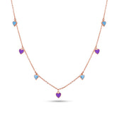 Heart Charm Enamel Necklace In 925 Silver