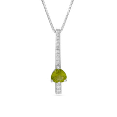 Heart Peridot CZ 925 Silver Pendant Set