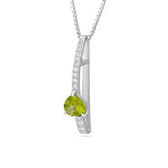 Heart Peridot CZ 925 Silver Pendant Set