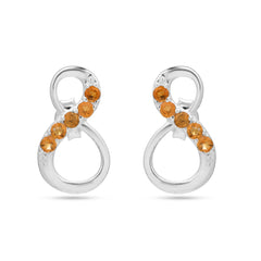 Infinity Citrine Earrings in 925 Silver