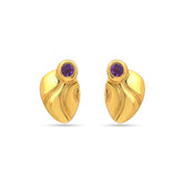 Leaf Amethyst Stud Earrings in 925 Silver