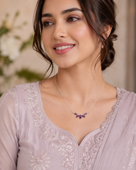 Bloom Amethyst Necklace In 925 Sterling Silver