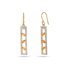 Marquise Citrine Stone Silver Earrings