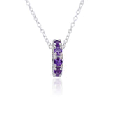 Minimal Circle Amethyst Necklace in 925 Silver