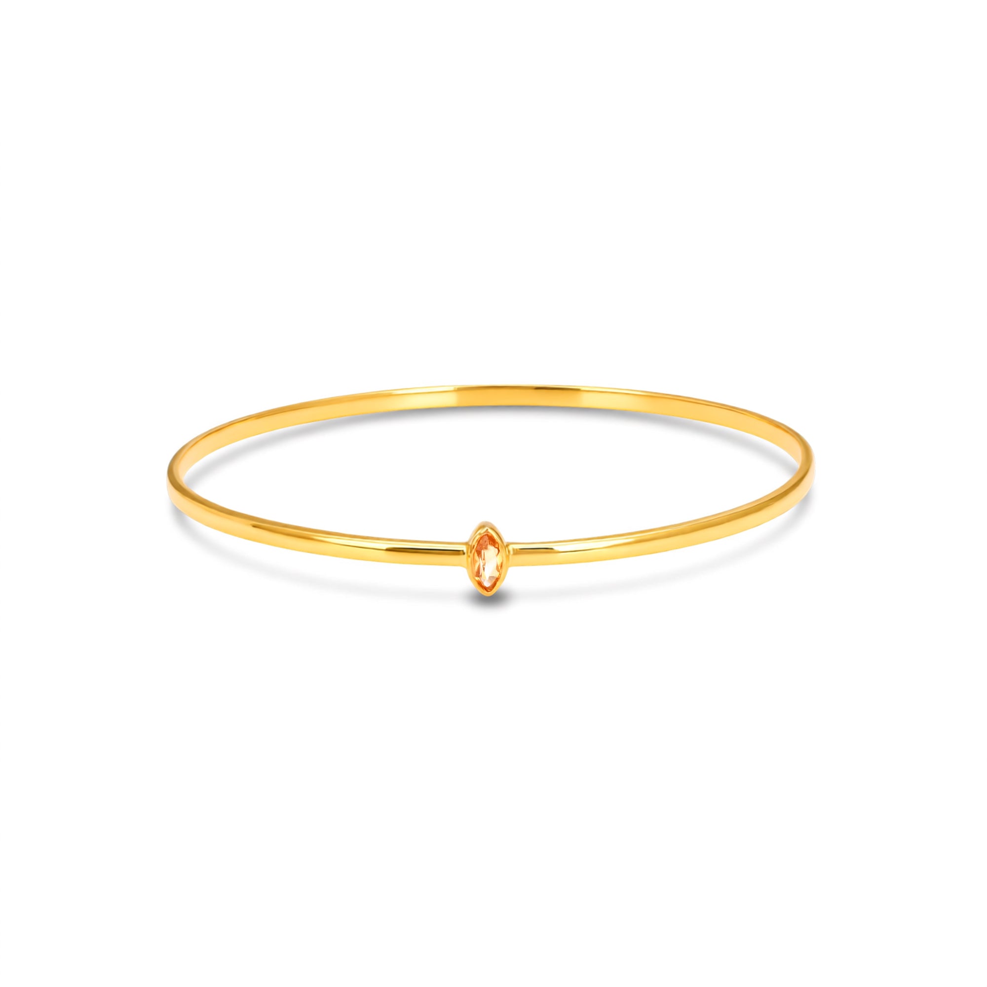 Minimal Citrine Bangle in 925 Silver