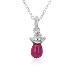 Minimal Pink Tourmaline Drop Necklace in 925 Silver