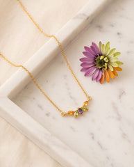 Prism Marquise Minimal Necklace in Multi-Colour Gemstones | 925 Silver