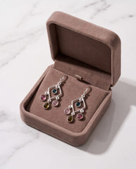Multi Tourmaline Earrings In 925 Silver
