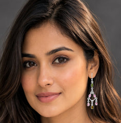 Multi Tourmaline Silver Earrings
