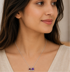 Twin Radiance Amethyst & Garnet Pendant in Sterling Silver