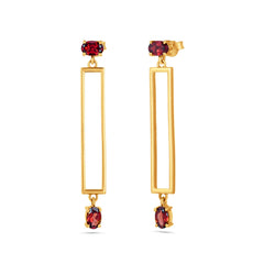Oval Garnet Silver Earrings