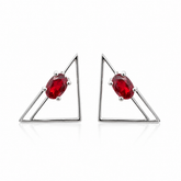 Oval Garnet Silver Earring
