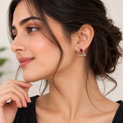 Oval Garnet Silver Earring