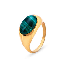 Oval Malachite 925 Silver Men's Ring