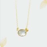 Oval aqua gemstone necklace In 925 Silver